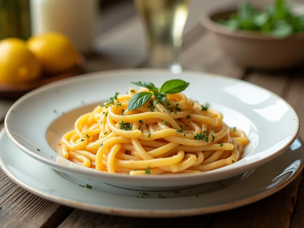Fettuccine ao Molho de Camarão e Limão Siciliano