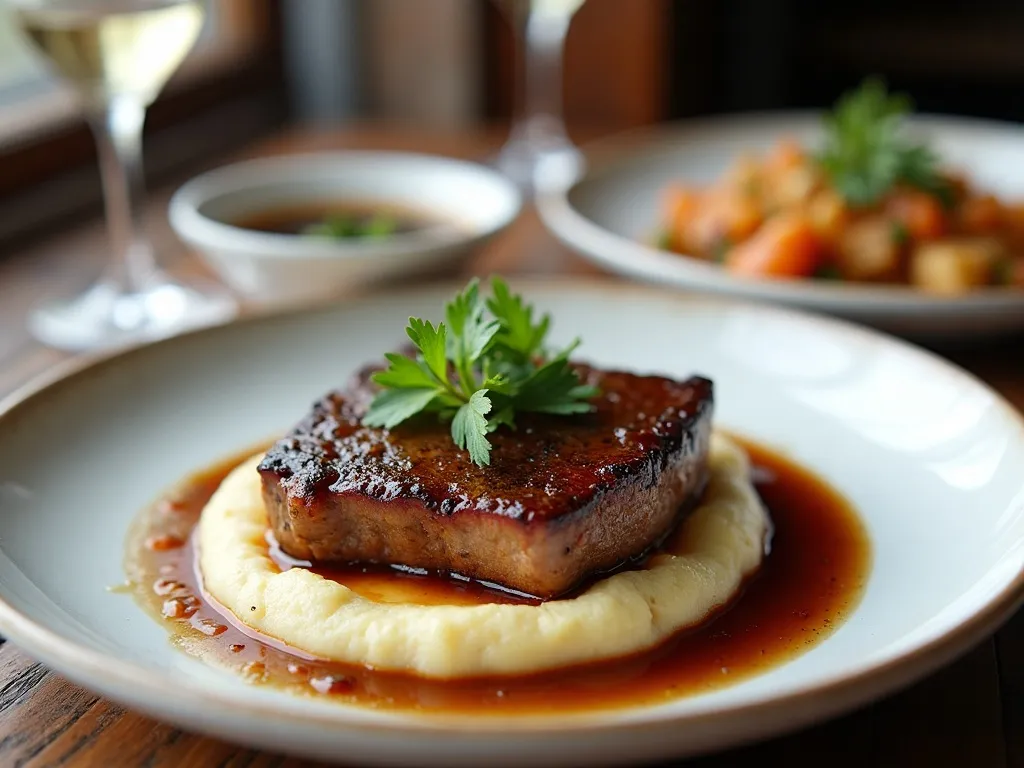Filé Mignon ao Molho de Vinho com Purê Trufado
