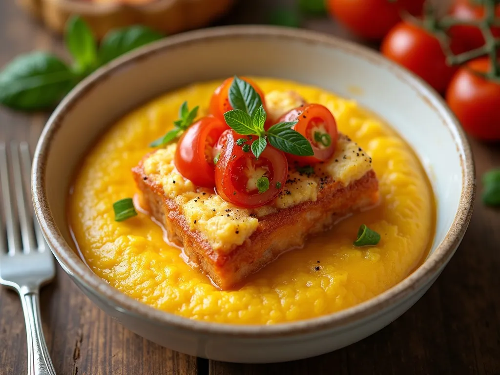 Polenta Dourada com Tomates Assados e Ervas