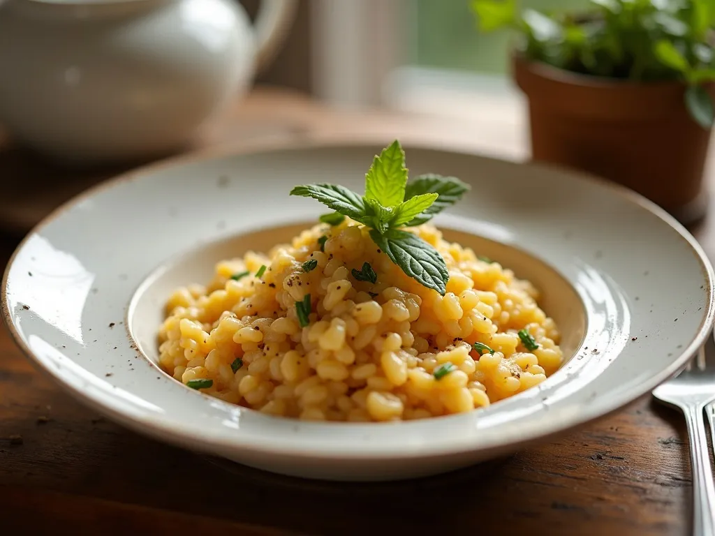 RISOTO DE ALHO PORÓ E BRIE