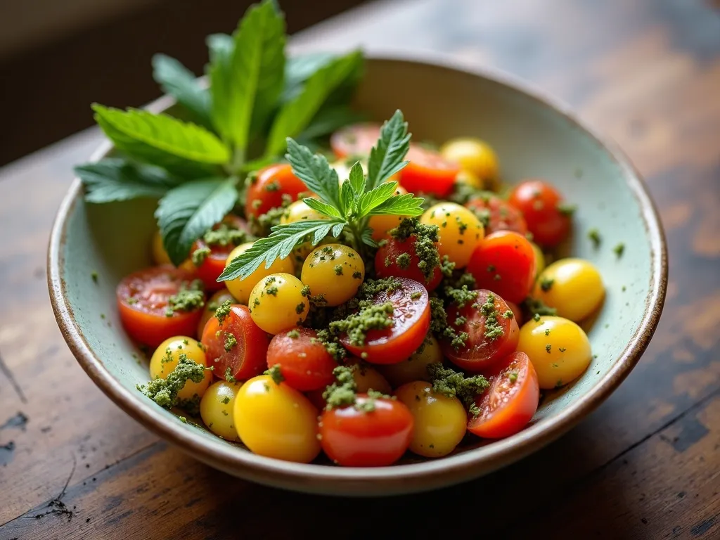 Salada de Palmito, Tomate de Rama e Pesto de Manjericão
